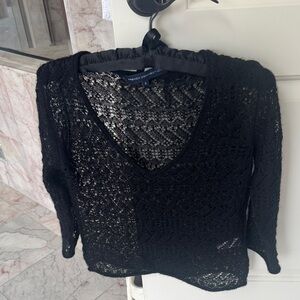 French Connection Sheer Black Lace Knit Top